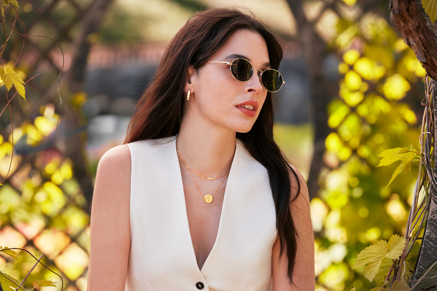 Diamond trio necklace in gold