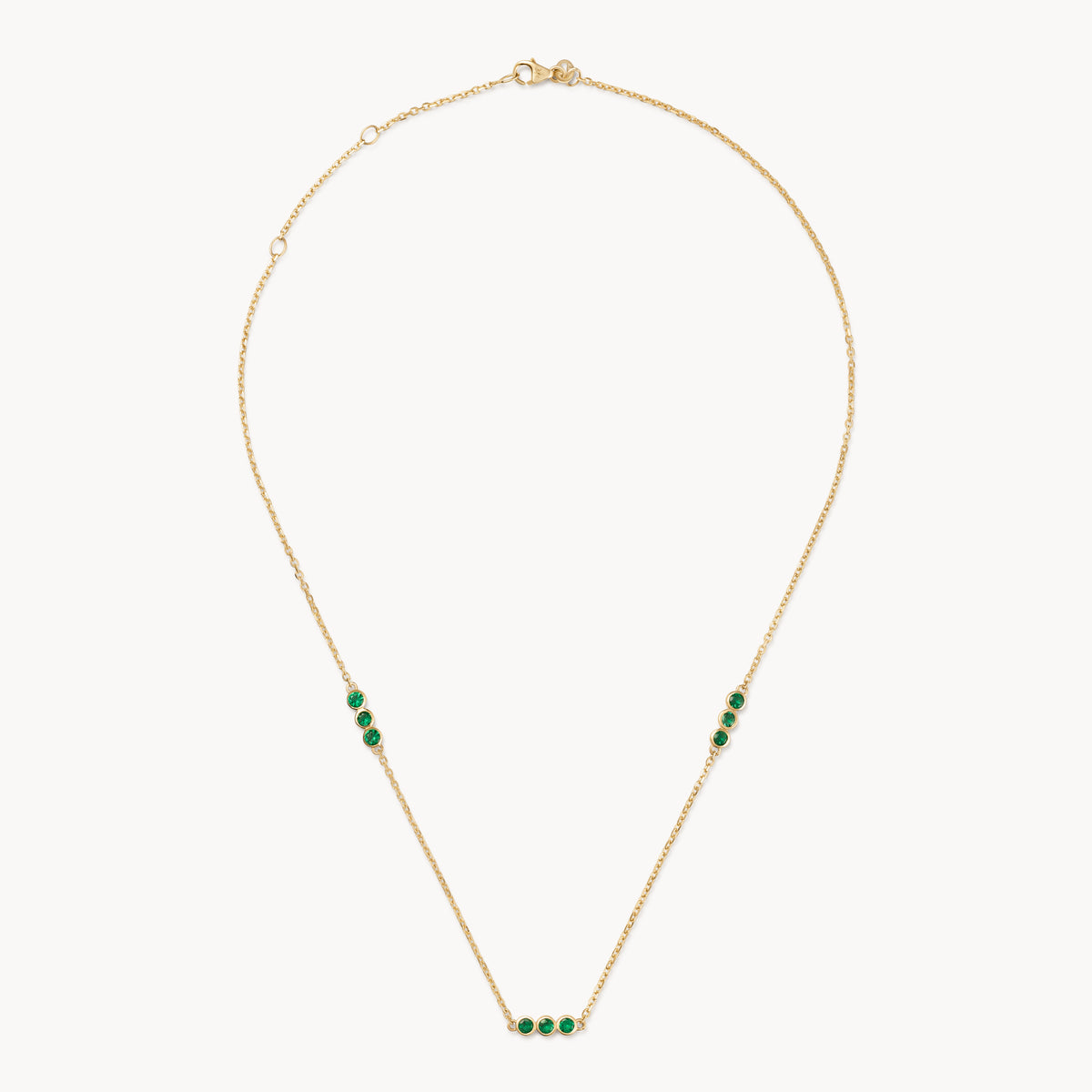 Gold Emerald Trio Necklace