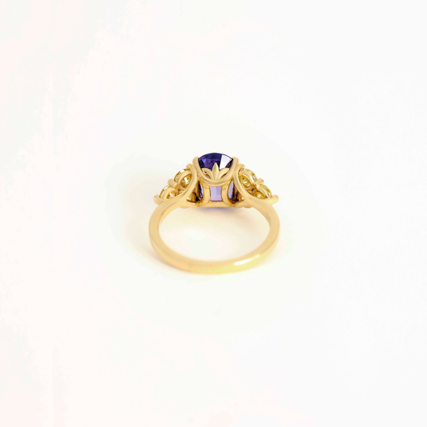 Oval Purple Sapphire and Gold Diamond Ring