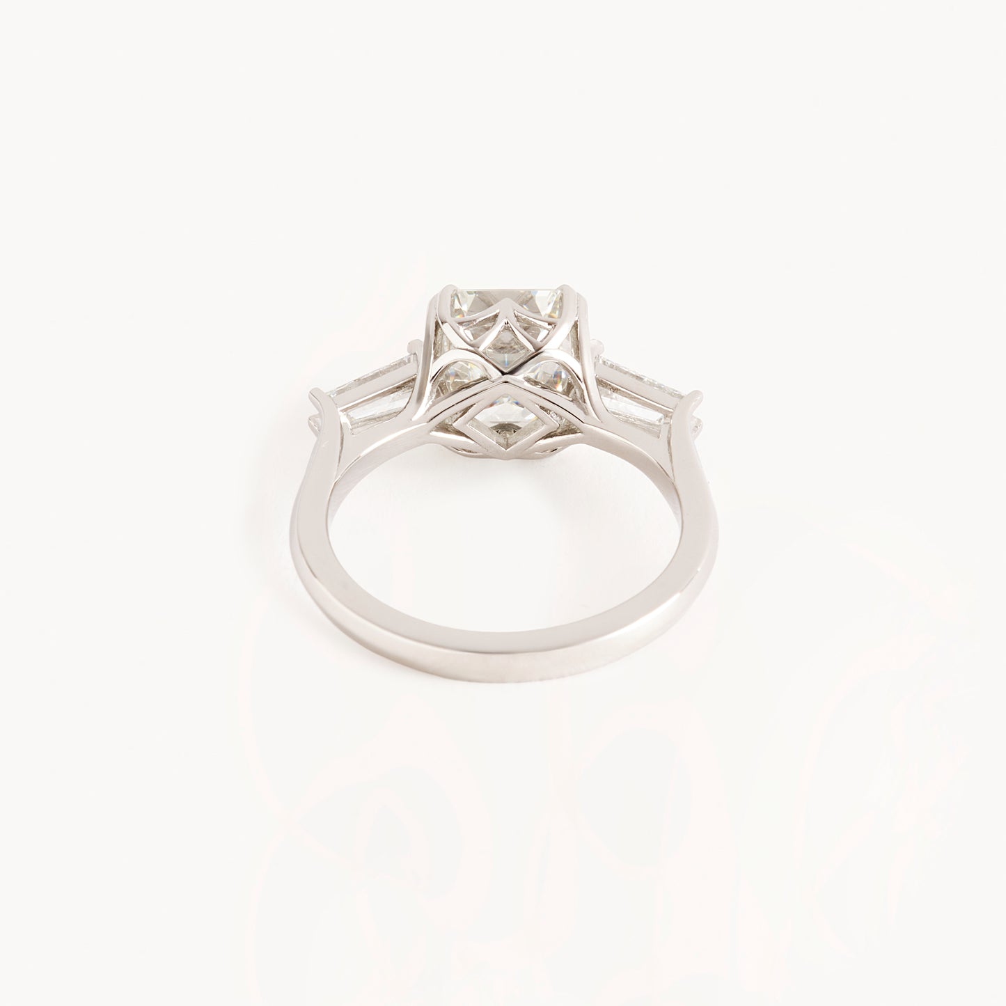 Three Stone 3.01 Carat Square Emerald Cut Diamond Ring
