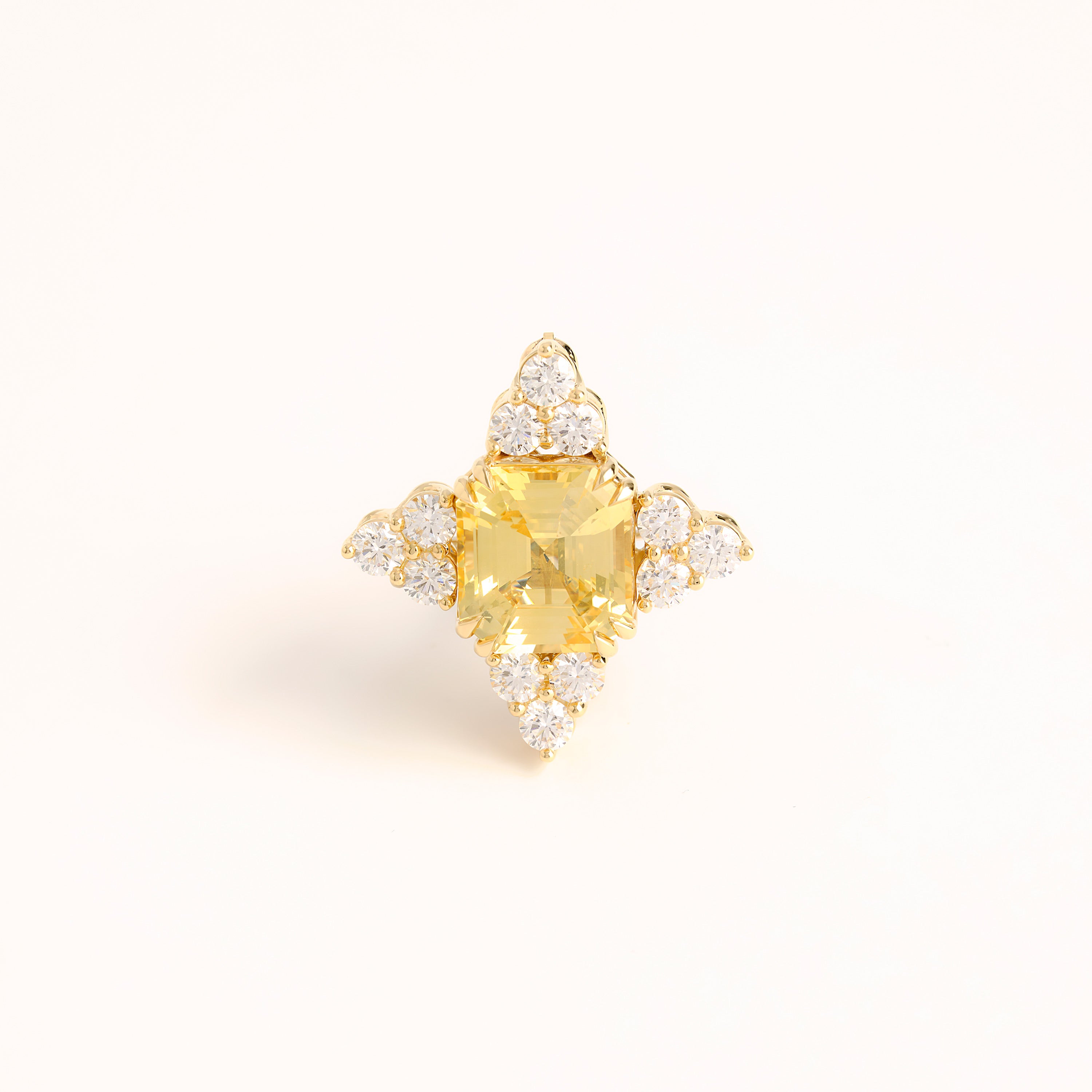 18K Yellow Sapphire and Diamond Brooch