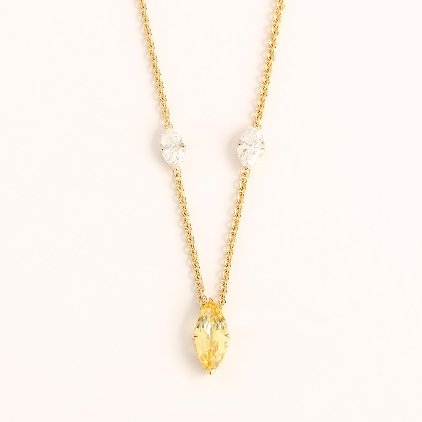 18k Yellow Gold Diamond Marquise Necklace