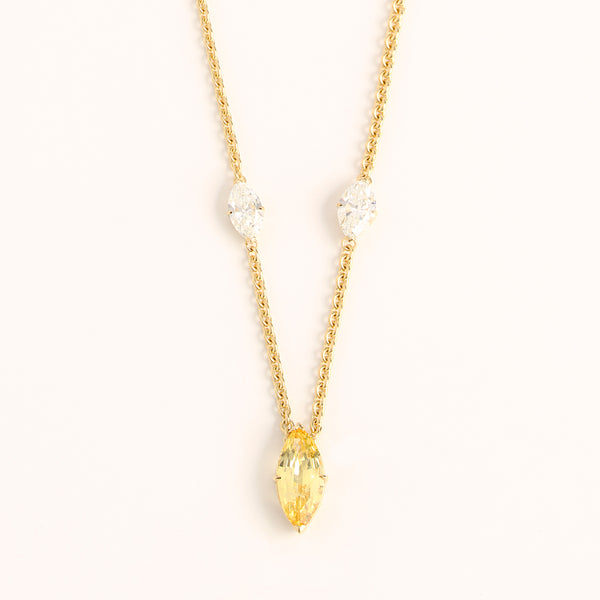 18k Yellow Gold Diamond Marquise Necklace