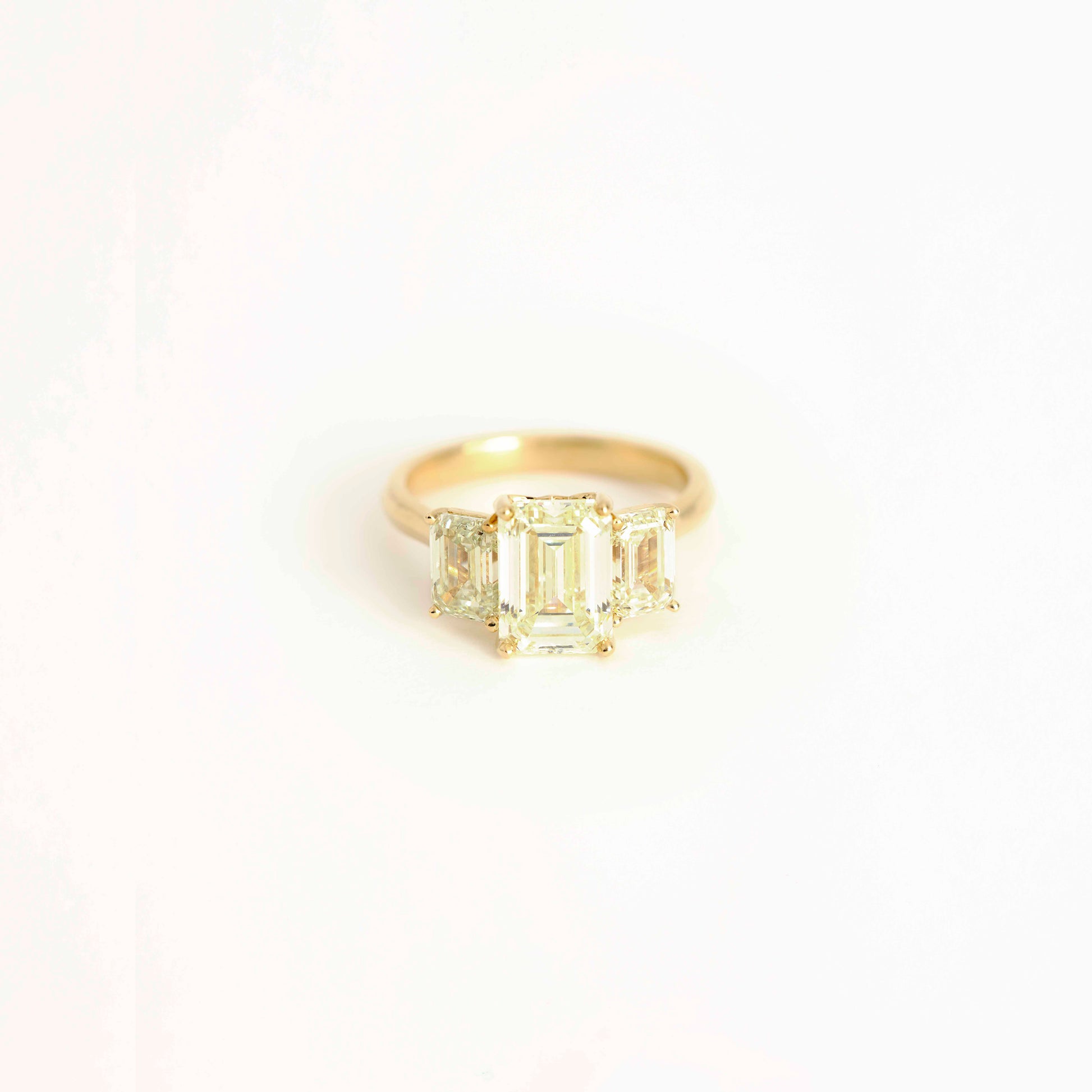 Image 1: Three Stone Emerald Cut Diamond Ring