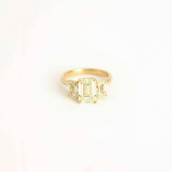 Three Stone Emerald Cut Diamond Ring