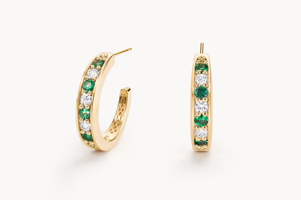 Stuyvesant earrings in diamond and emerald