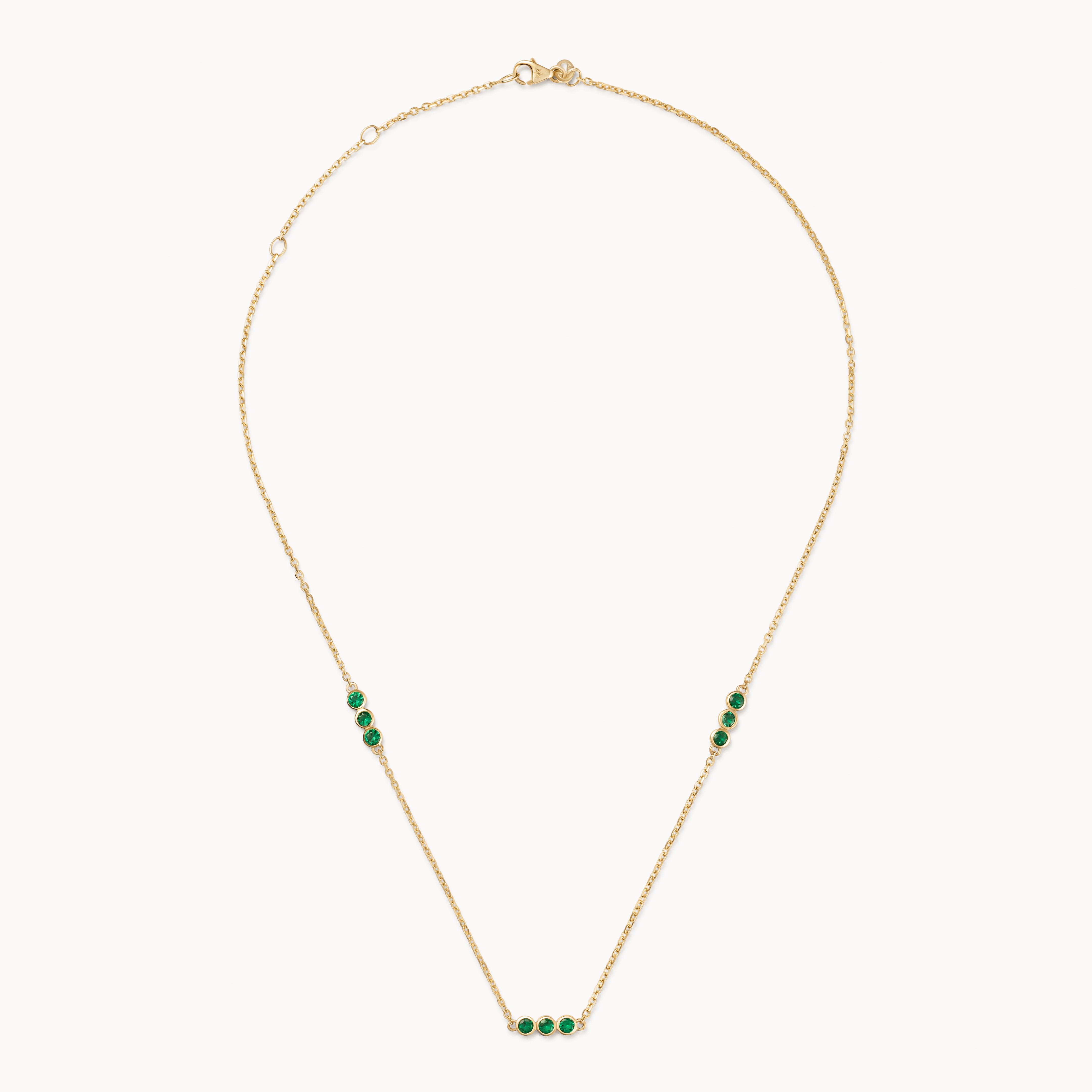 Gold Emerald Trio Necklace