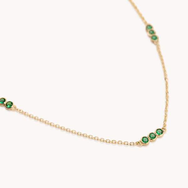 Gold Emerald Trio Necklace
