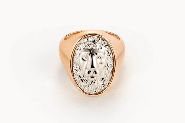 Commodore signet ring in rose gold and platinum