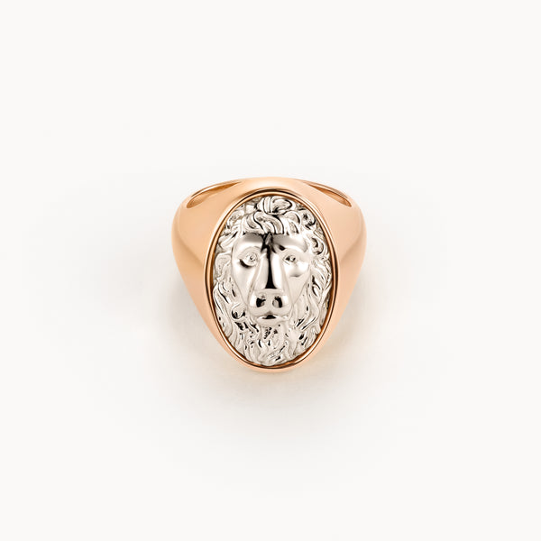 Commodore signet ring in rose gold and platinum