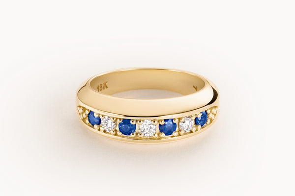 Alternating Stuyvesant ring in diamond and sapphire
