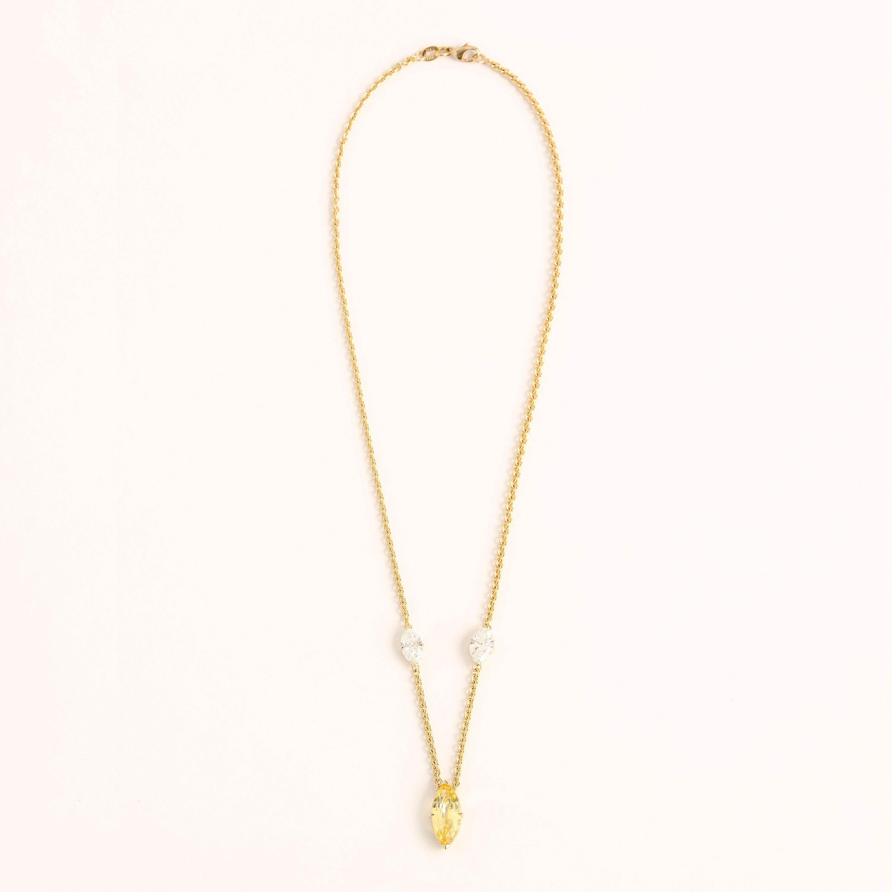4.67 Carat Yellow Sapphire & Diamond Marquise Necklace