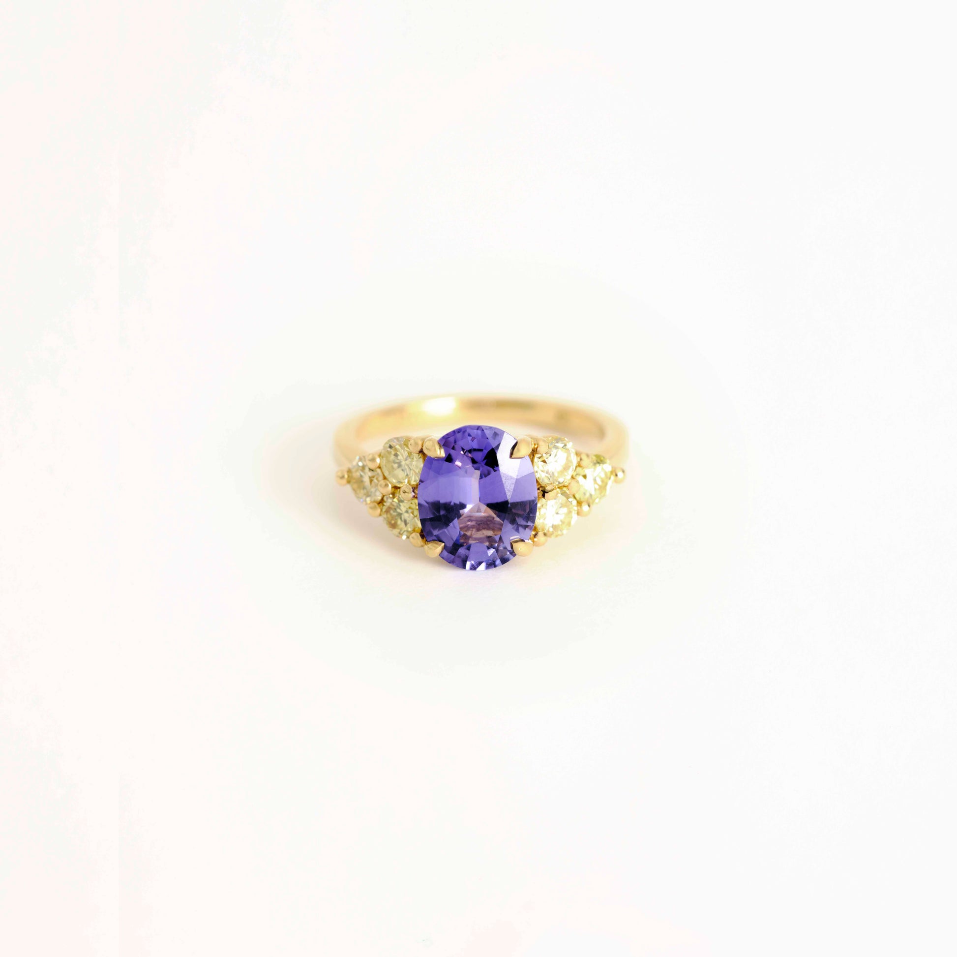Image 1: Oval Purple Sapphire and Gold Diamond Ring