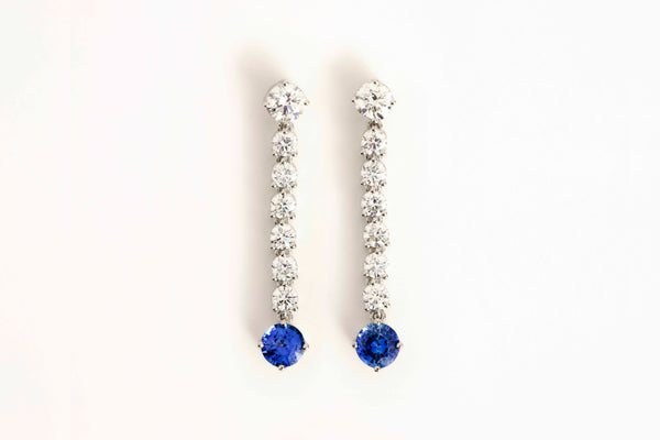 Diamond & Blue Sapphire Earrings