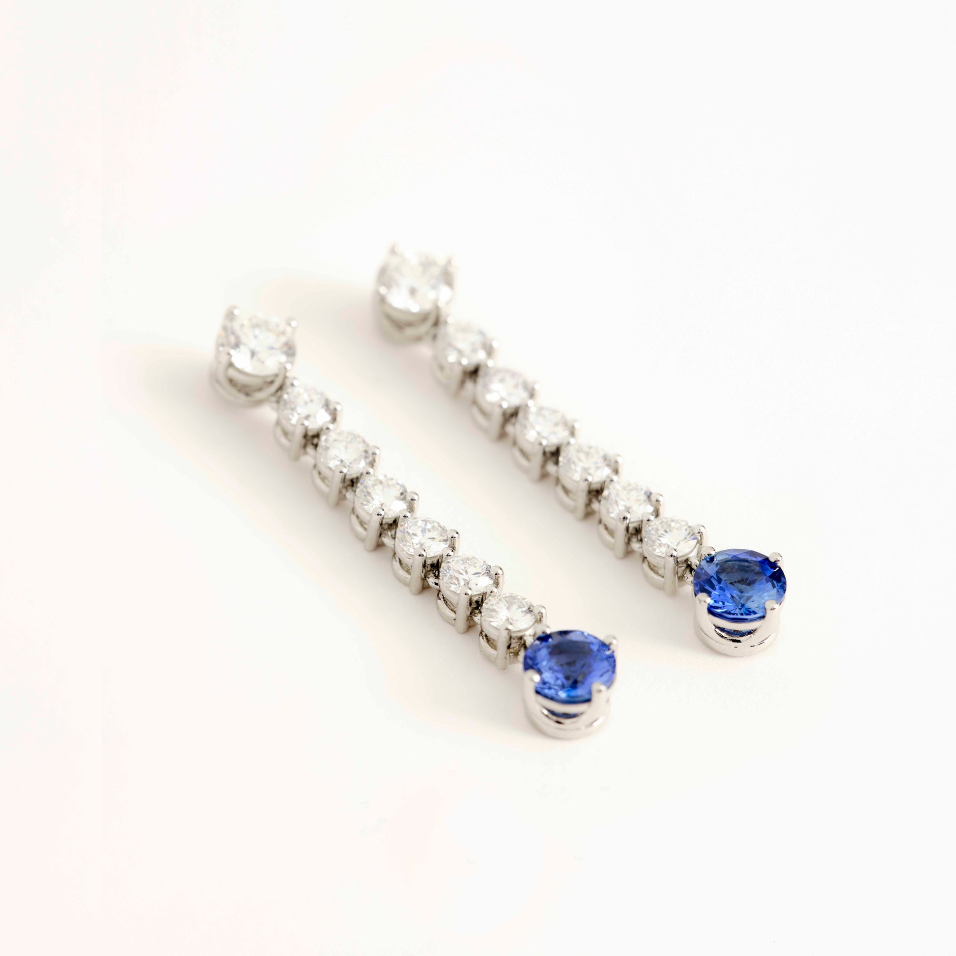 Image 2: Diamond & Blue Sapphire Earrings