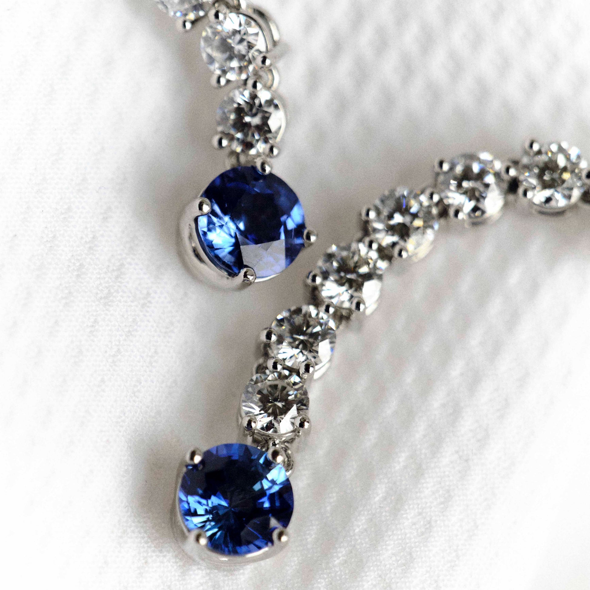 Image 3: Diamond & Blue Sapphire Earrings