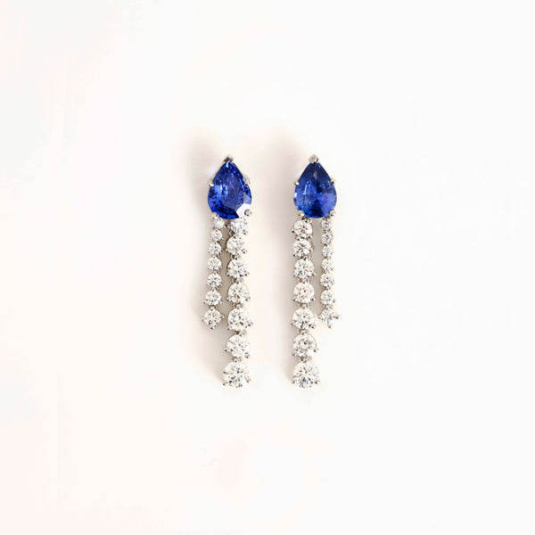 Pear Sapphire & Diamond Earrings  