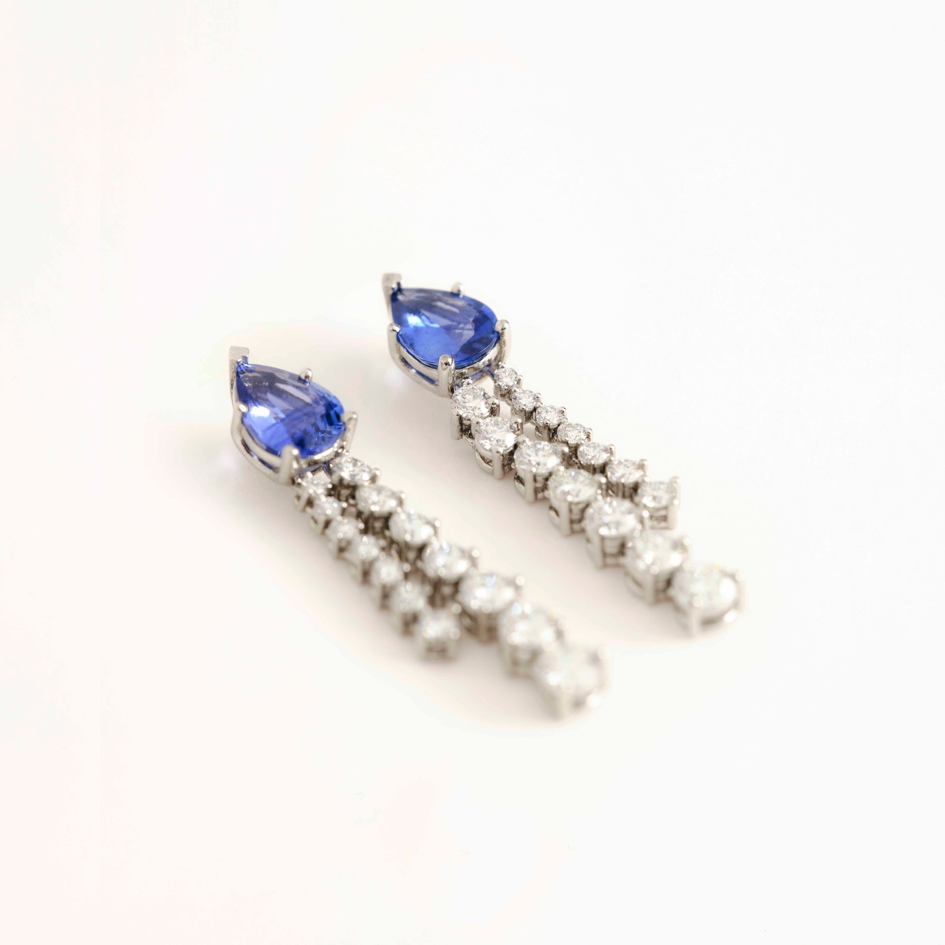 Image 2: Pear Sapphire & Diamond Earrings  