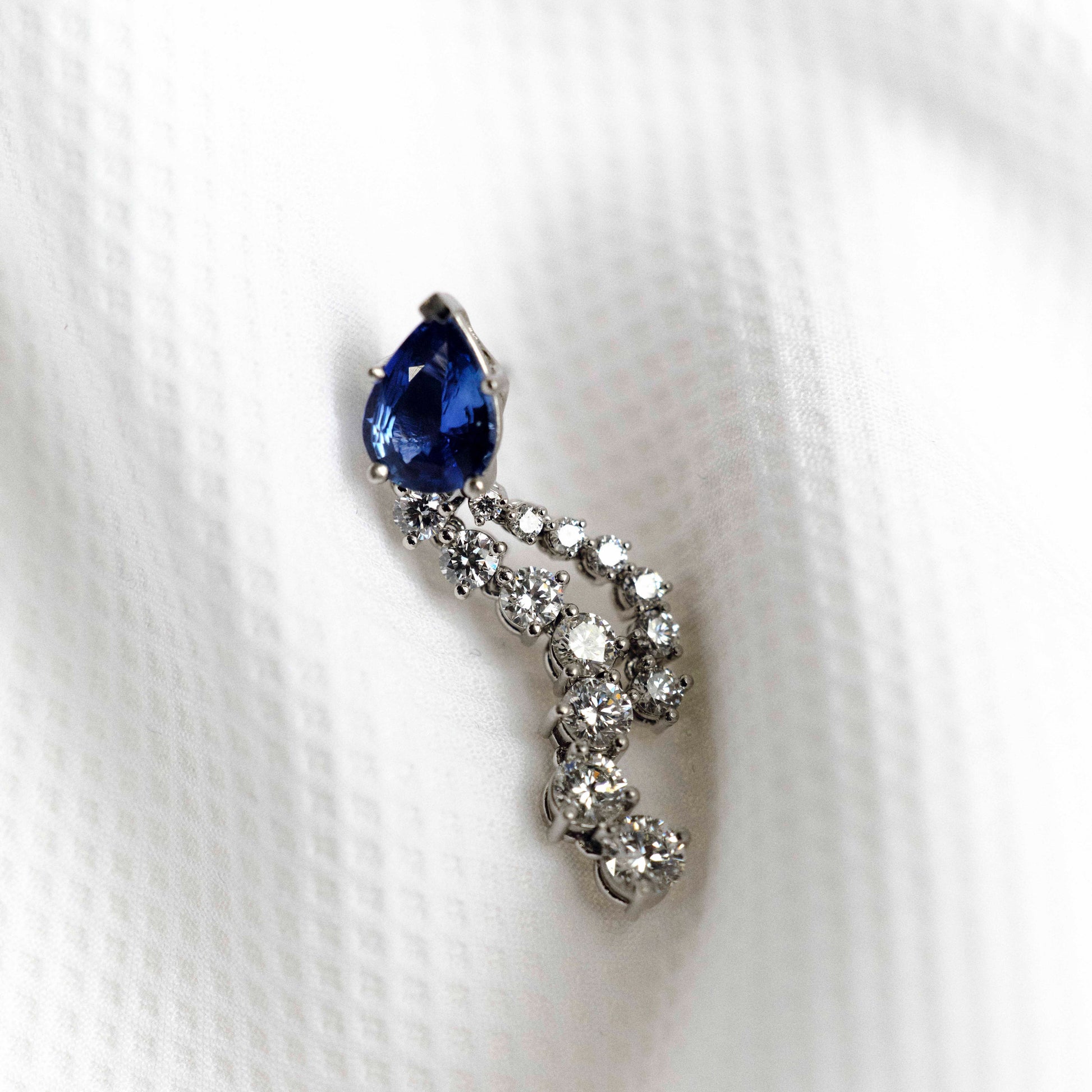 Image 3: Pear Sapphire & Diamond Earrings