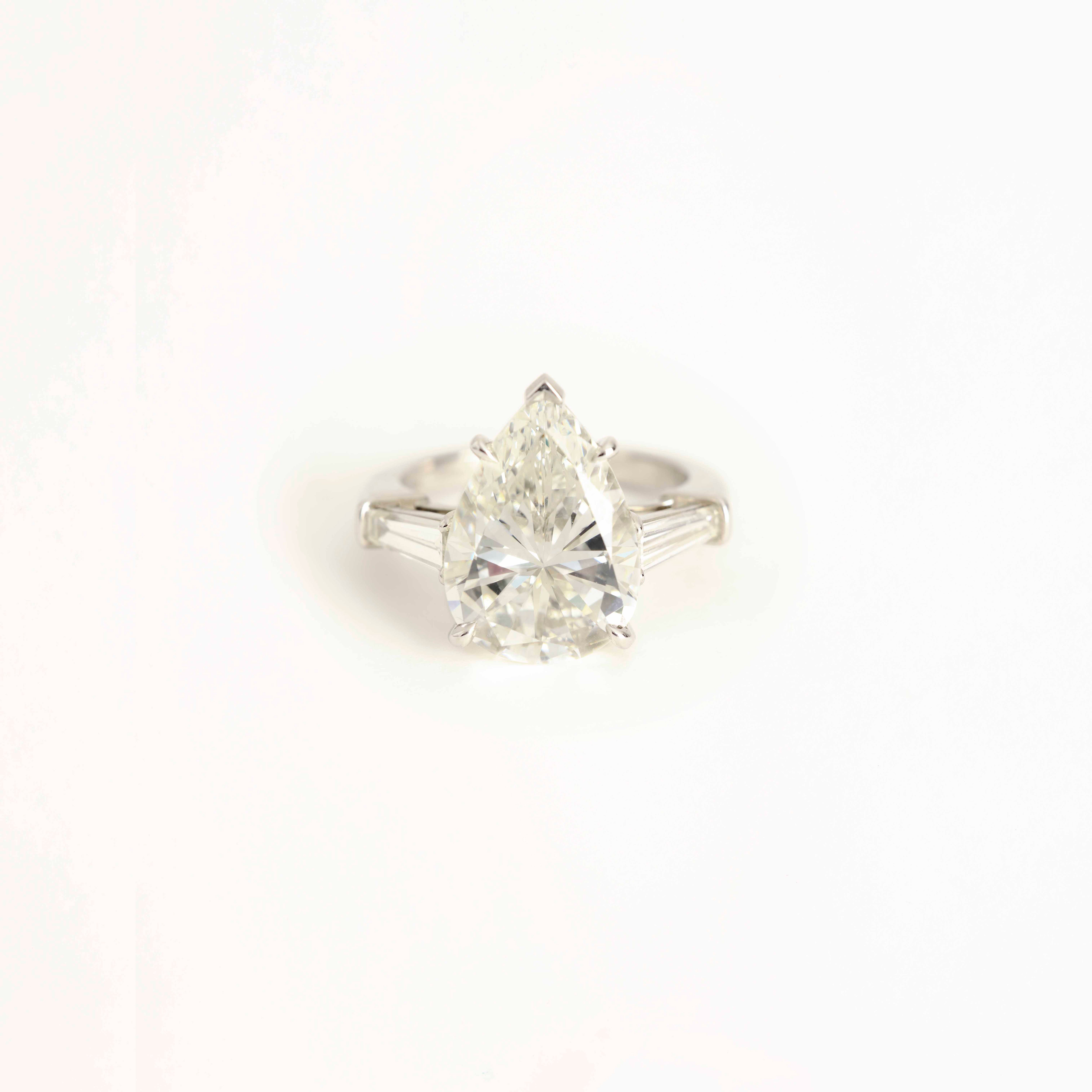 Platinum Pear Diamond Ring