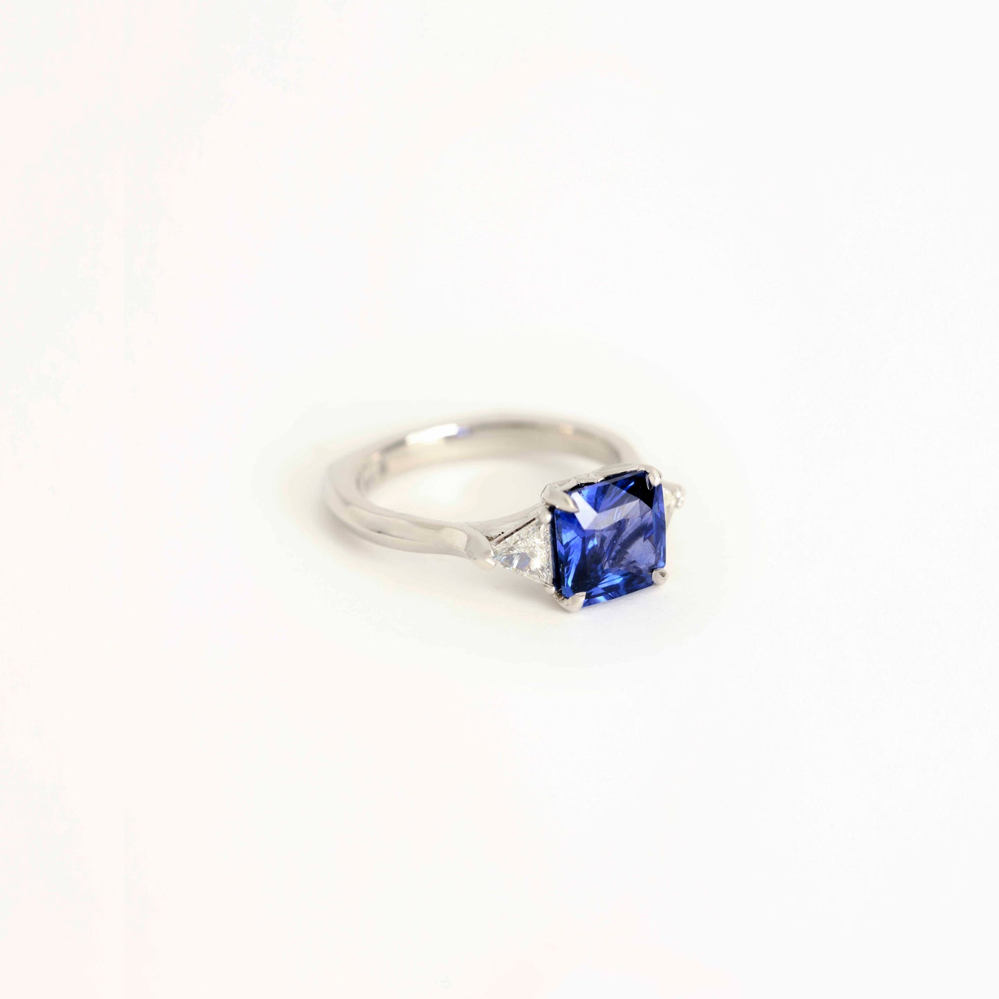 Octagonal Sapphire & Trillion Diamond Ring