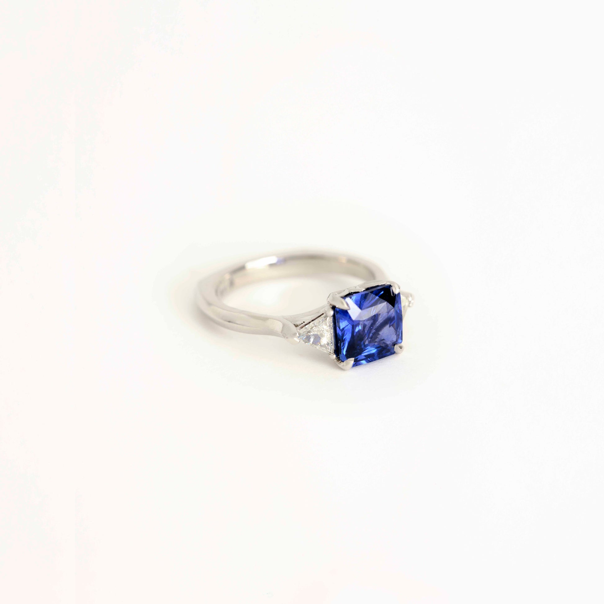 Image 2: Octagonal Sapphire & Trillion Diamond Ring