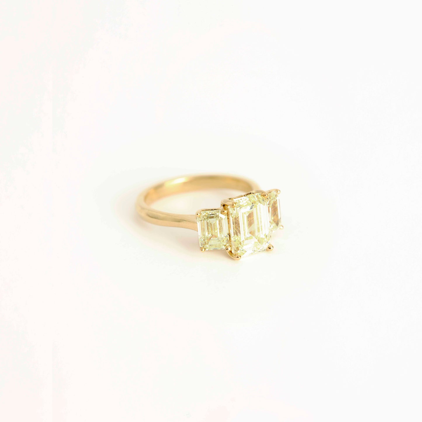 Three Stone Emerald Cut Diamond Ring