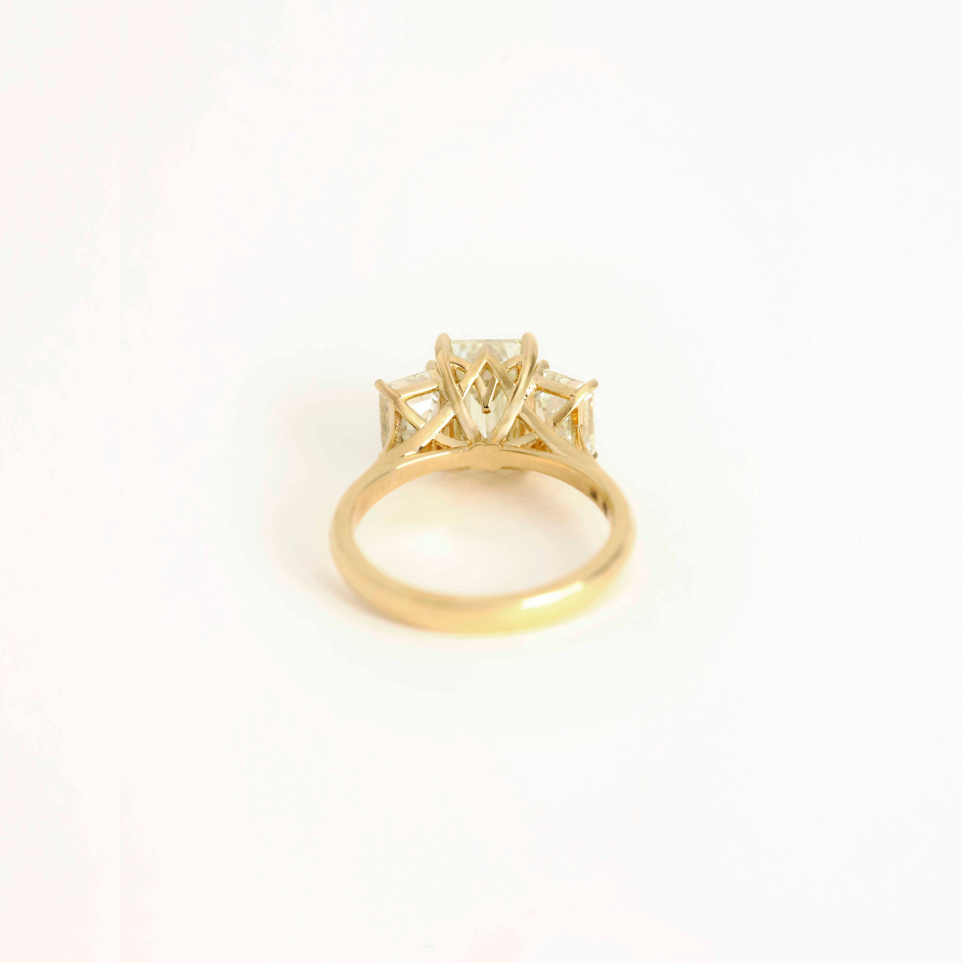 Image 3: Three Stone Emerald Cut Diamond Ring