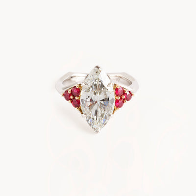 4.09 Carat Marquise Diamond & Ruby Ring