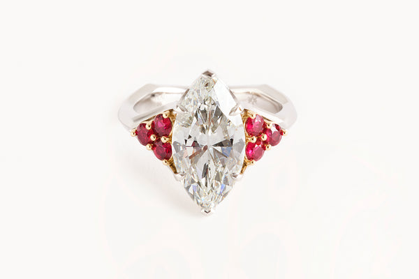 4.09 Carat Marquise Diamond & Ruby Ring
