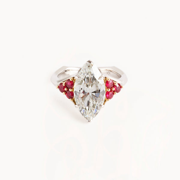4.09 Carat Marquise Diamond & Ruby Ring
