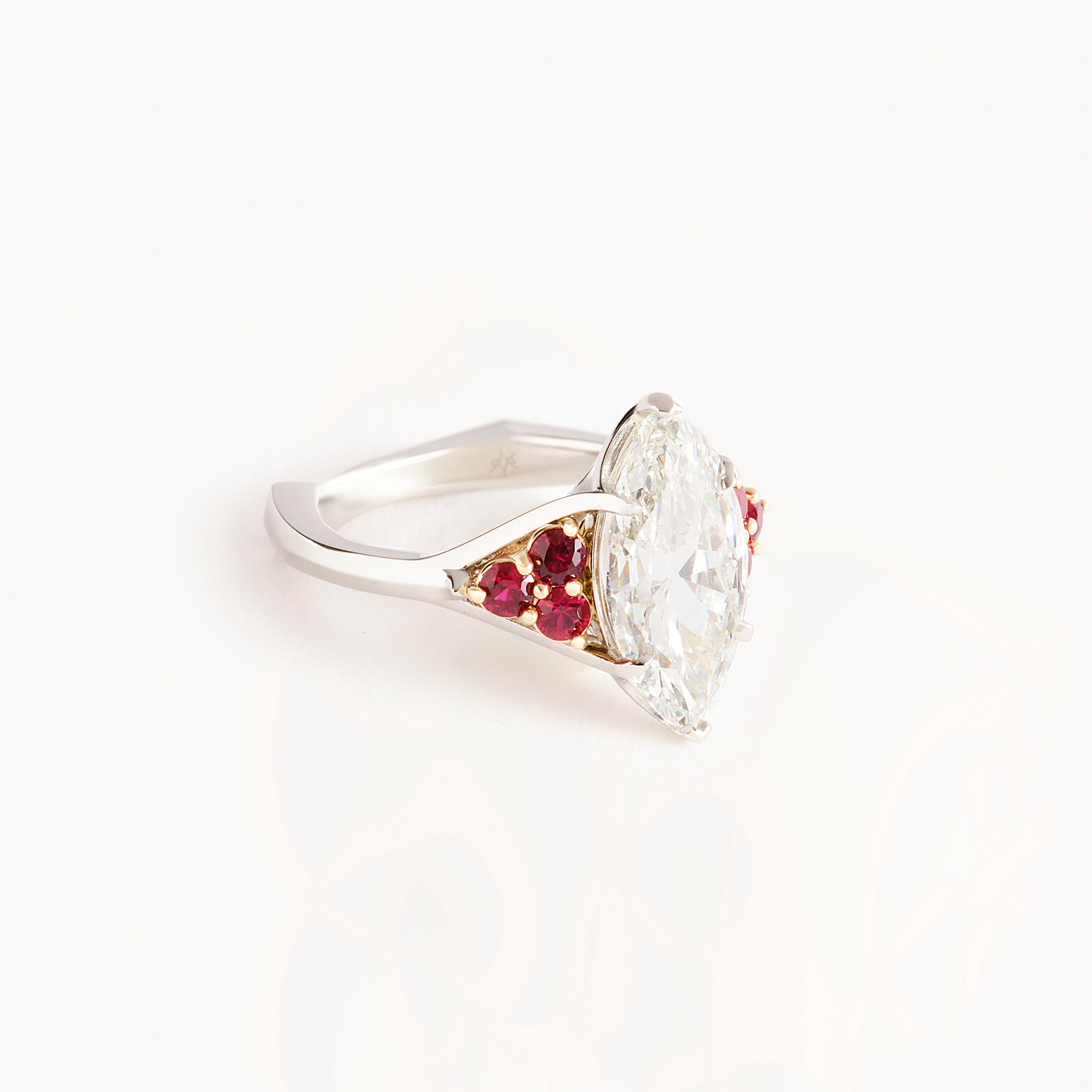 4.09 Carat Marquise Diamond & Ruby Ring