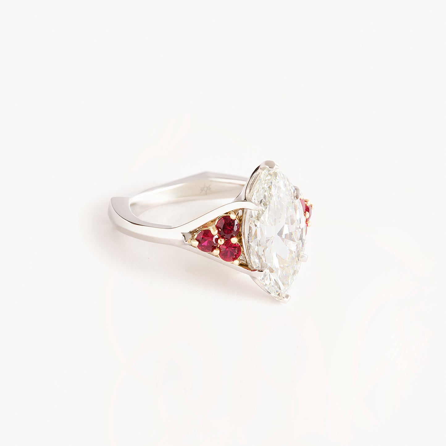 4.09 Carat Marquise Diamond & Ruby Ring