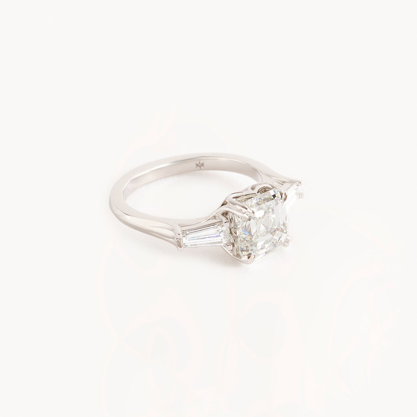 Three Stone 3.01 Carat Square Emerald Cut Diamond Ring