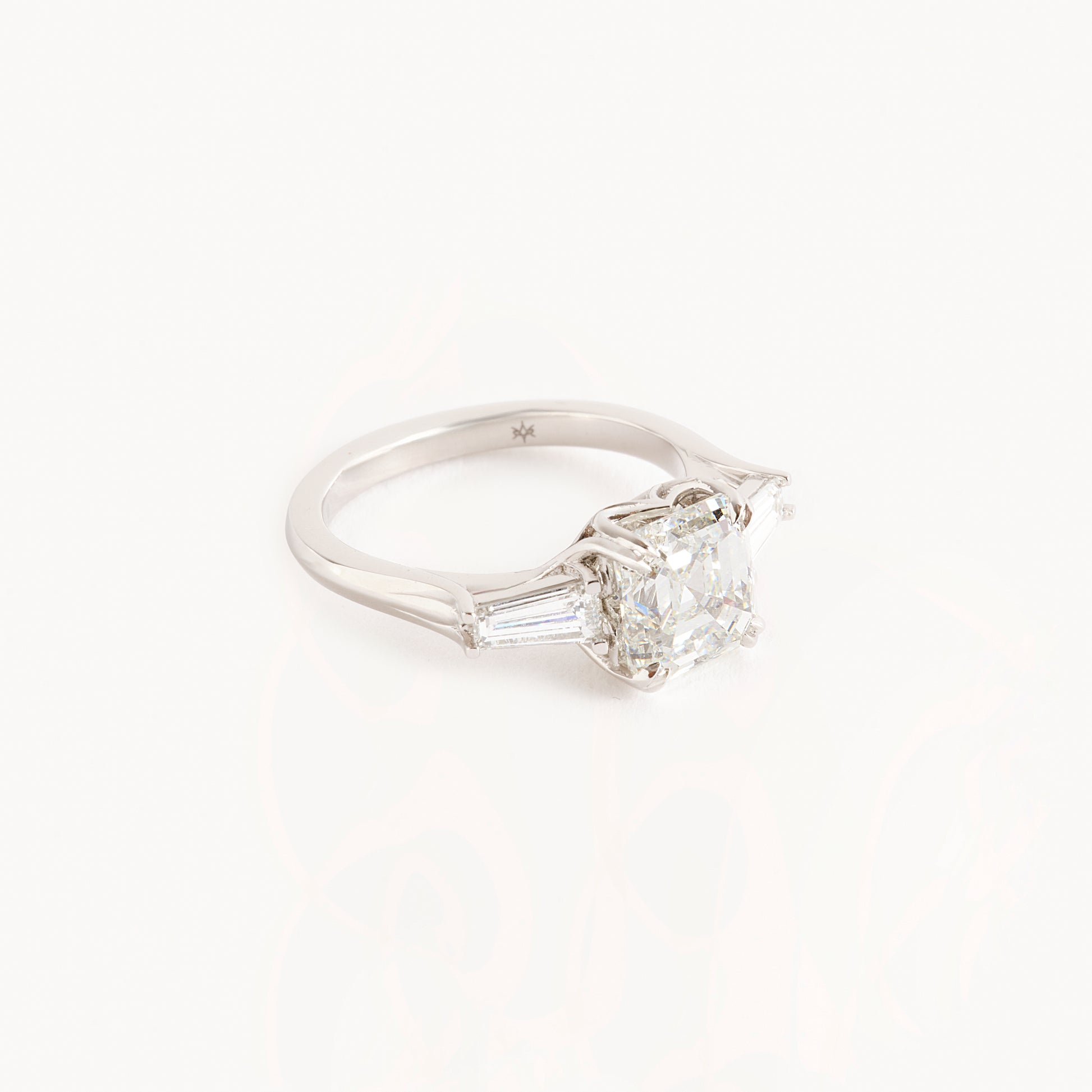 Image 2: Three Stone 3.01 Carat Square Emerald Cut Diamond Ring