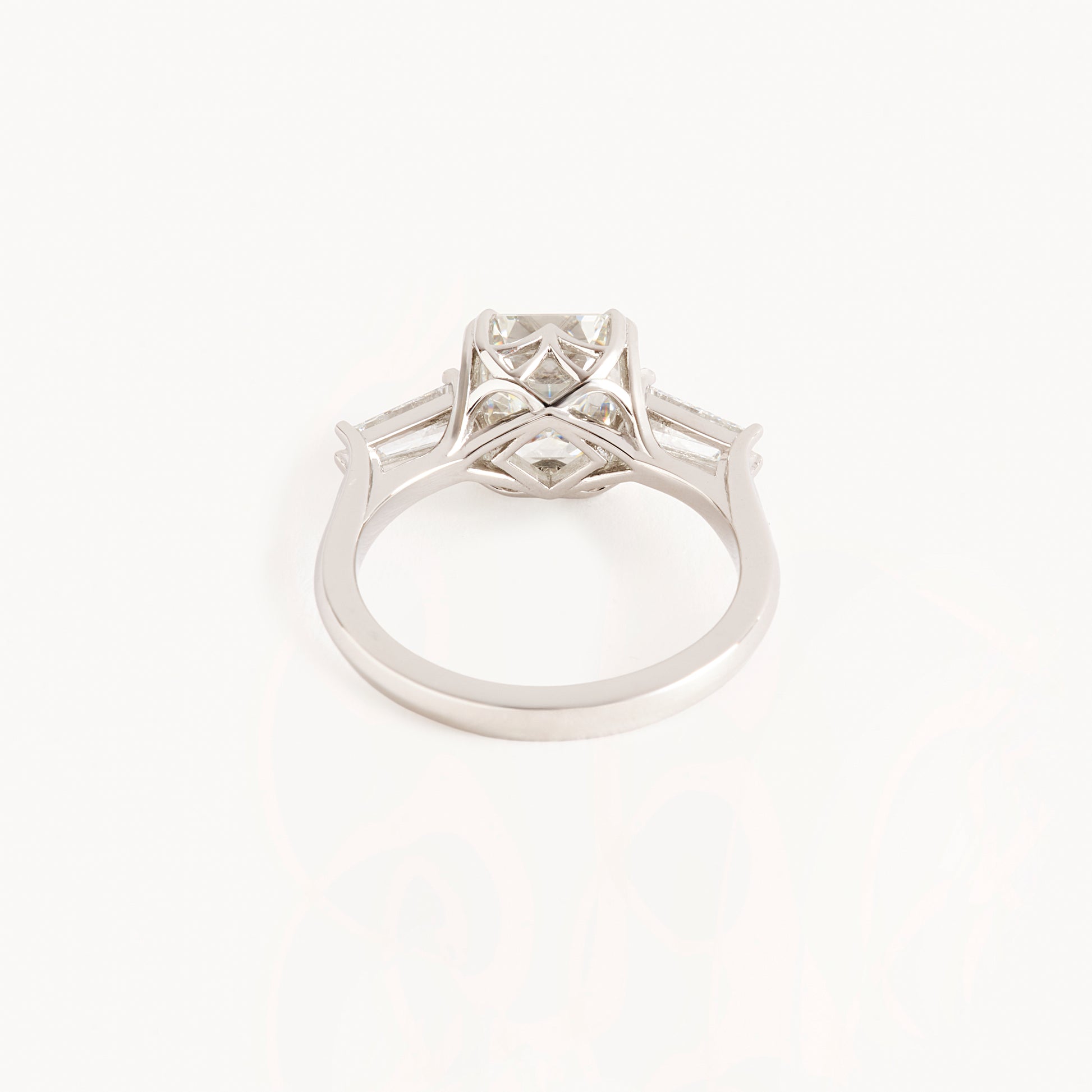 Image 3: Three Stone 3.01 Carat Square Emerald Cut Diamond Ring