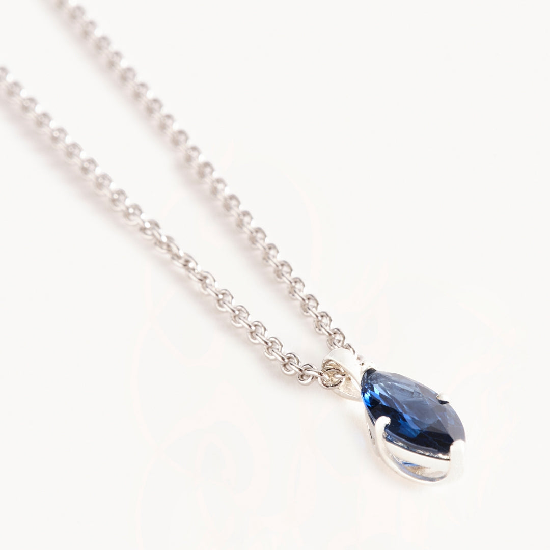 Silver Marquise Sapphire Drop Necklace
