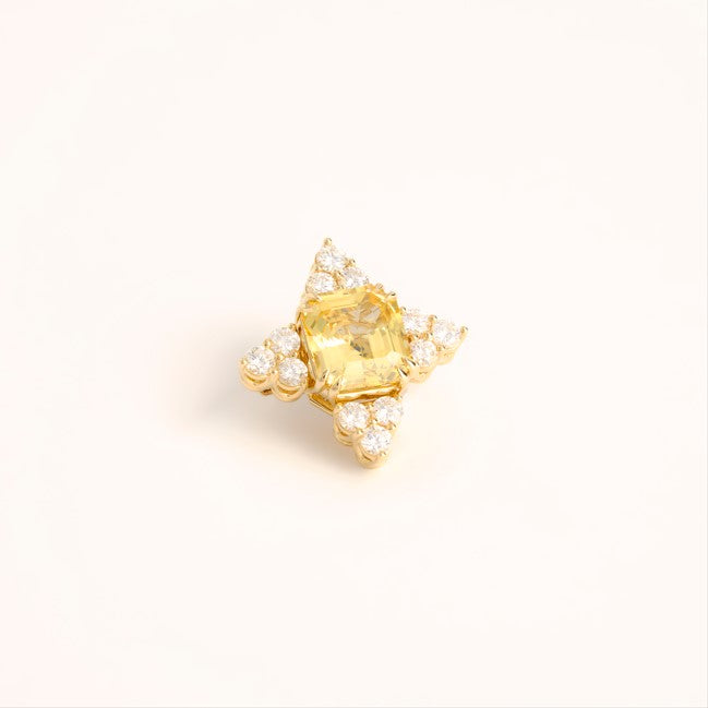 18K Yellow Sapphire and Diamond Brooch