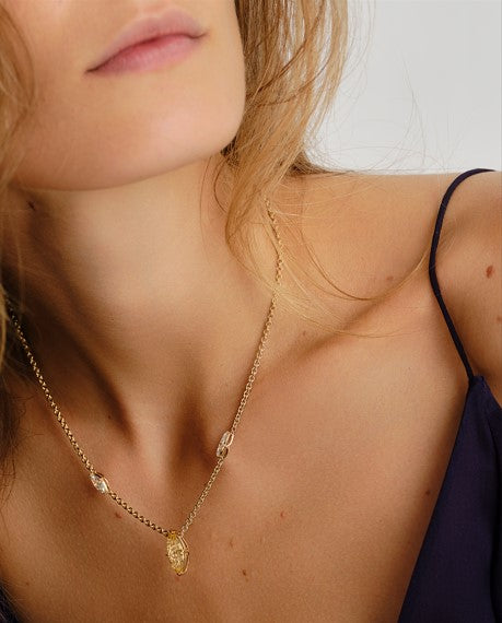 18K Yellow Sapphire and Diamond Marquise Necklace