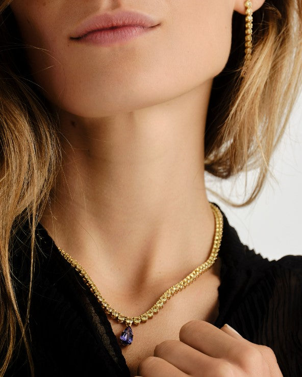 Image 4: 18K Yellow Sapphire Necklace with Purple Sapphire Drop